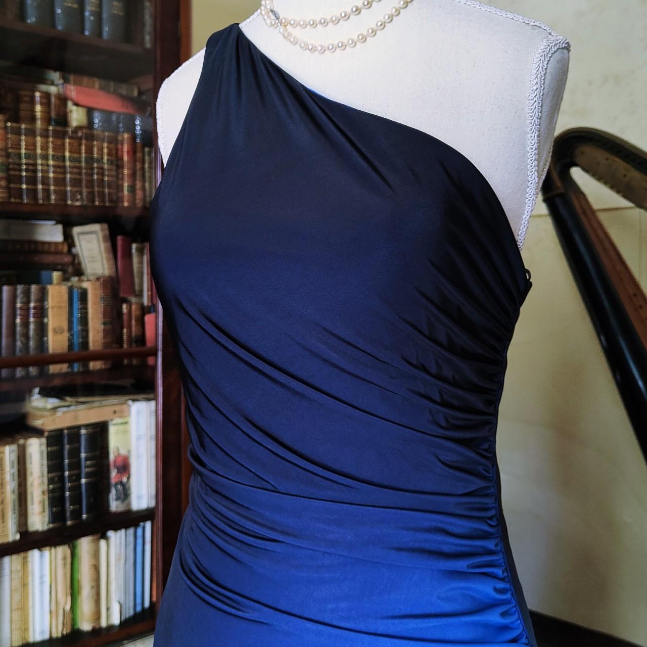 formaldressy--Blue and black fashion one shoulder retro long chiffon fairy dress prom dress gh5544