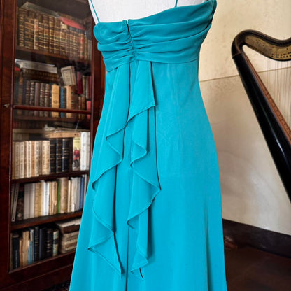formaldressy--Vintage Teal Short/Mid-Length Chiffon Homecoming Dress gh5538