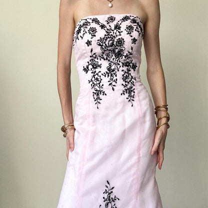 formaldressy--Pink Exquisite Floral Long Tulle Prom Dress Graduation Dress gh5645