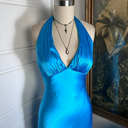formaldressy--Blue simple fashion ruffled short satin suspenders formal homecoming dress gh5501