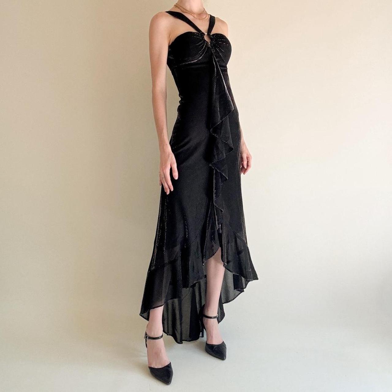 formaldressy--Black Ruffled Long Chiffon Prom Dress Graduation Dress gh5646