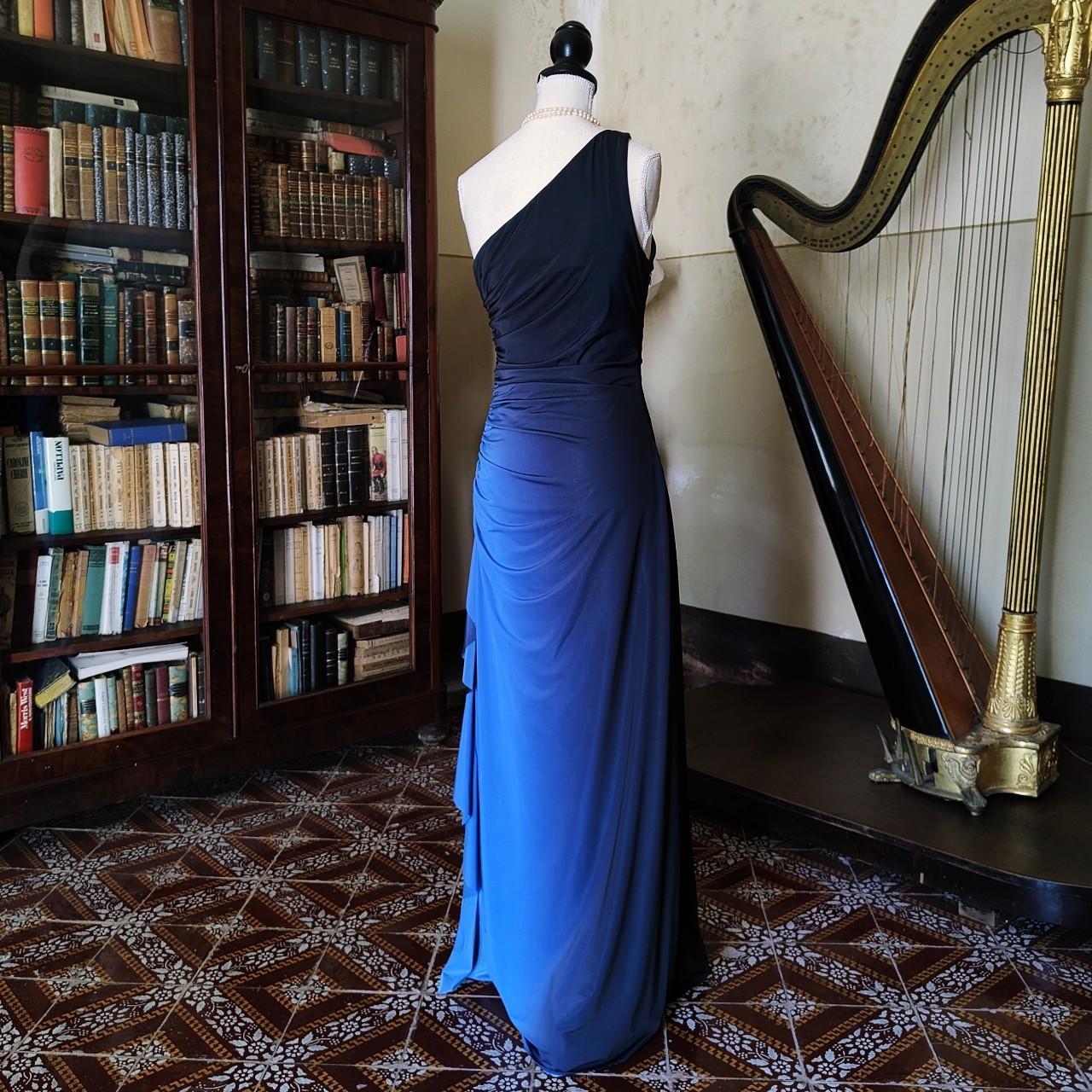 formaldressy--Blue and black fashion one shoulder retro long chiffon fairy dress prom dress gh5544