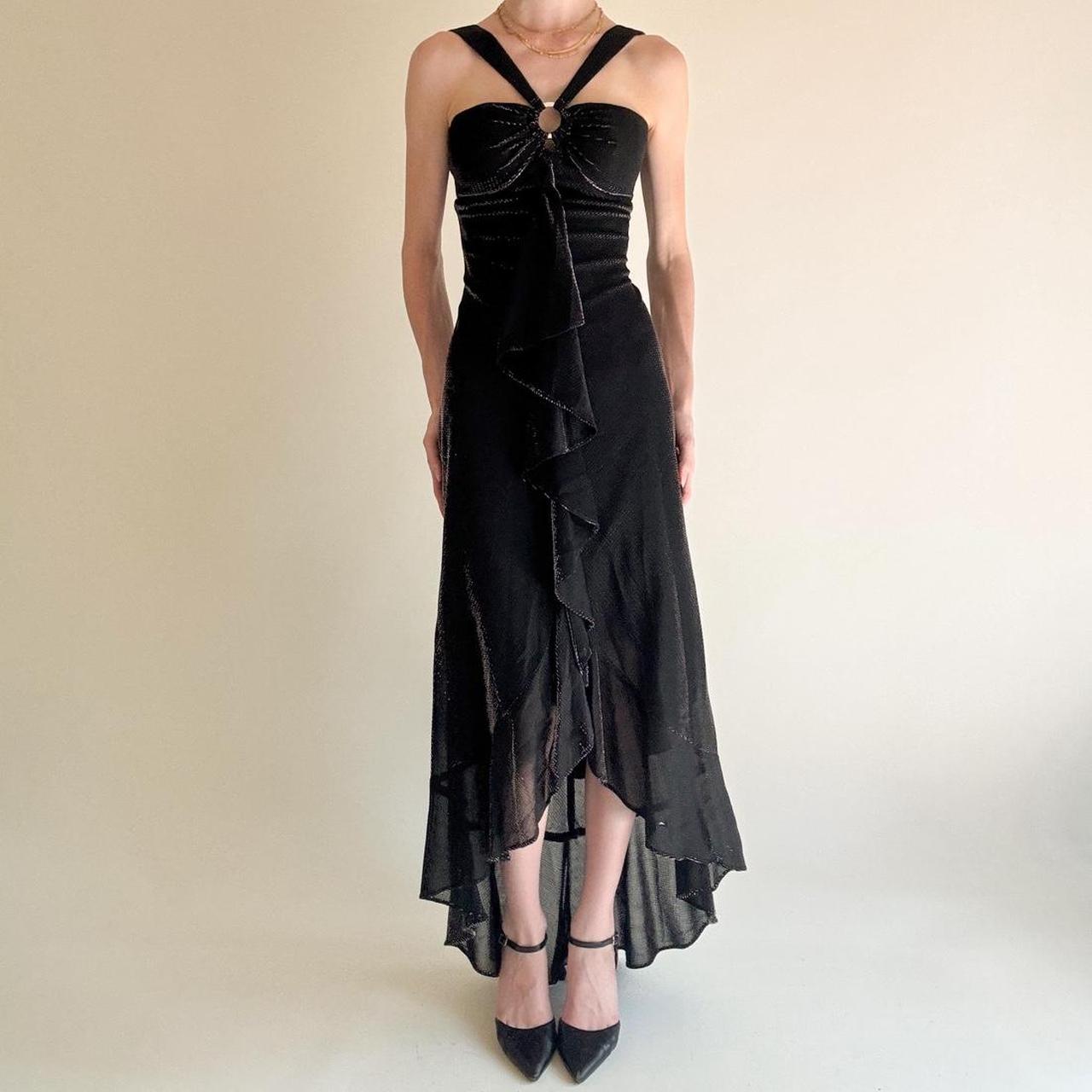 formaldressy--Black Ruffled Long Chiffon Prom Dress Graduation Dress gh5646