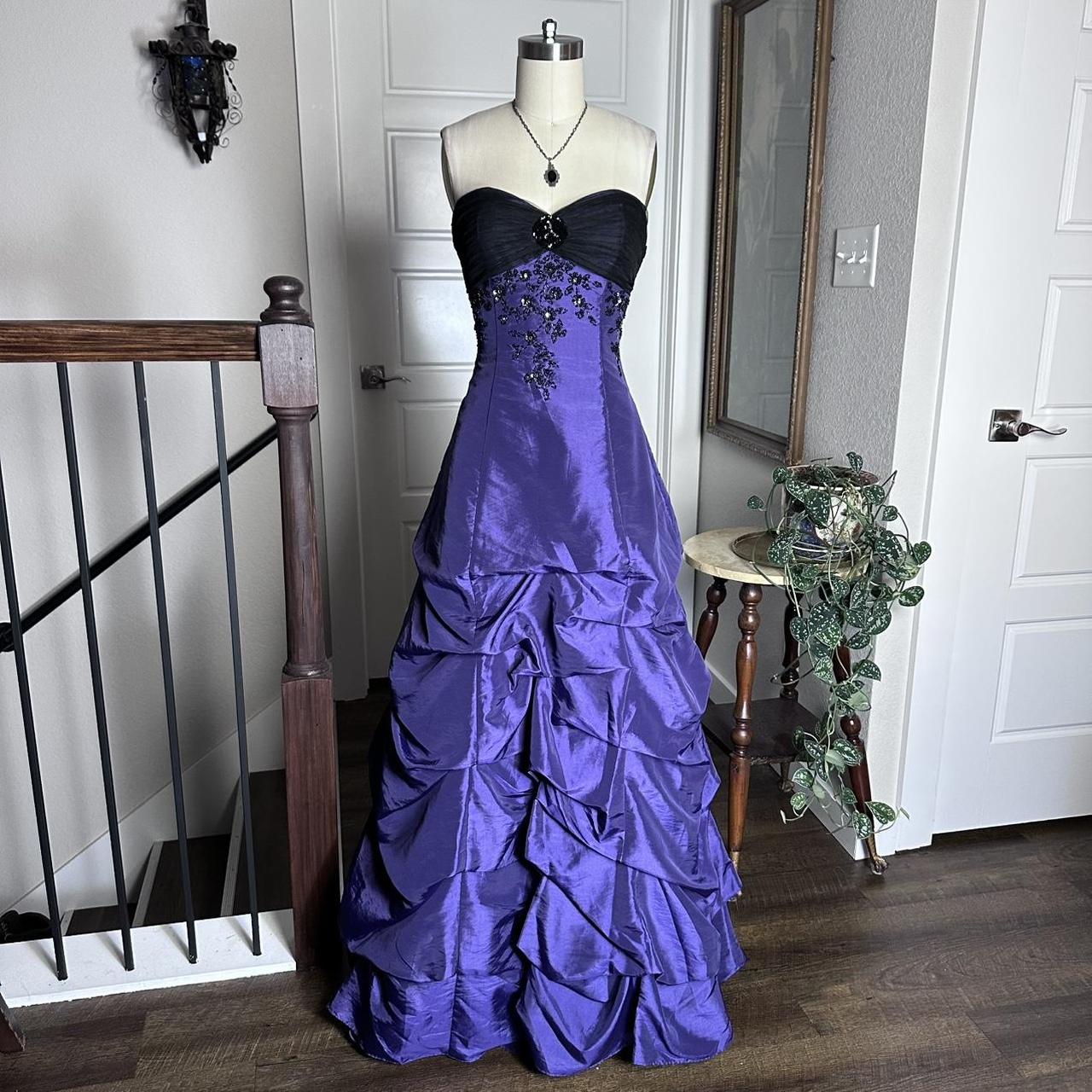 formaldressy--Vintage Purple Delicate Beaded Long Satin Ball Gown gh5508