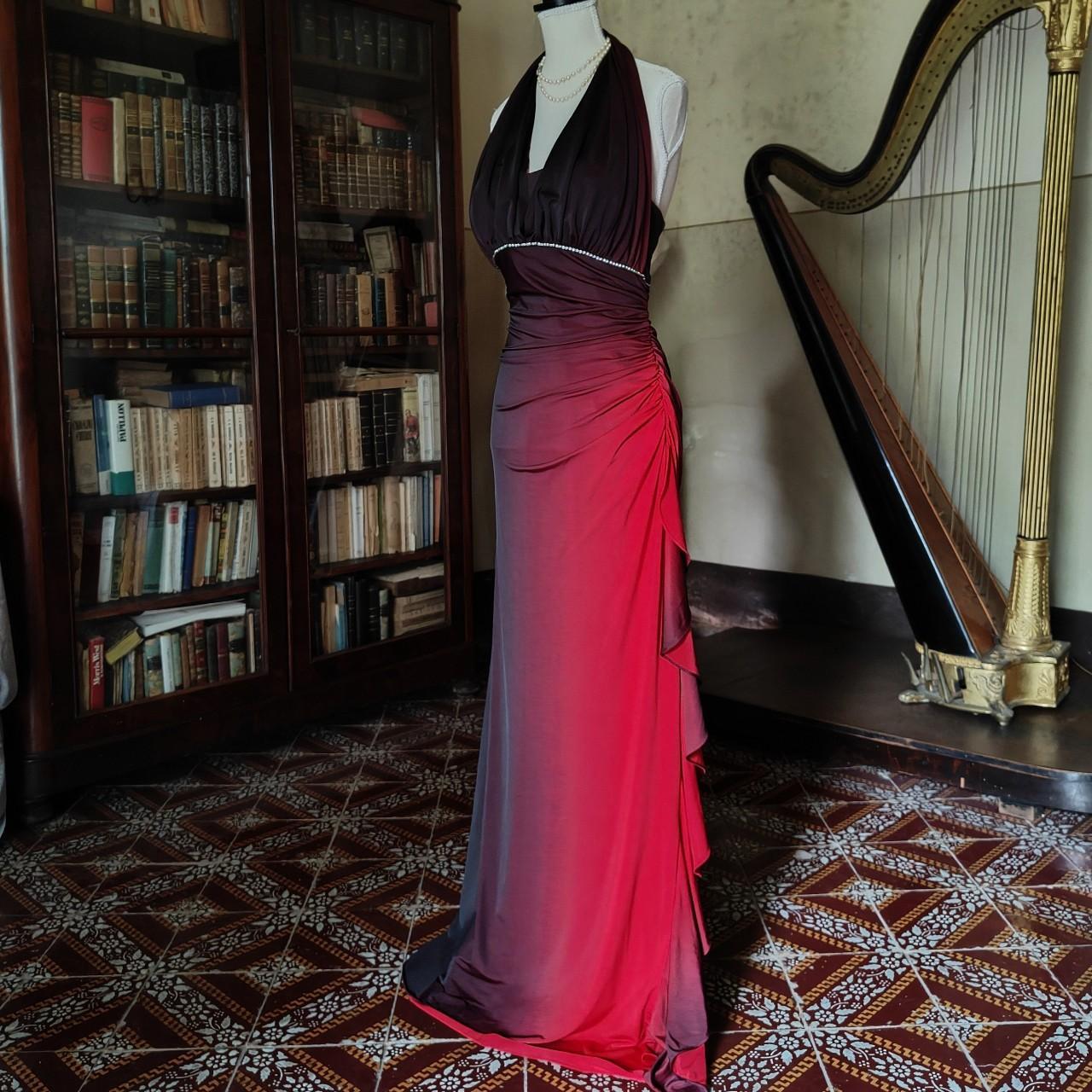 formaldressy--Burgundy black gradient retro fashion long chiffon fairy dress prom dress gh5545