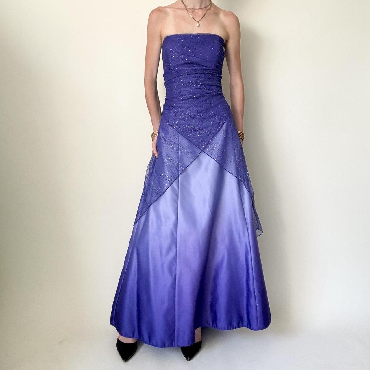 formaldressy--Purple shiny fashion gradient tube top long floor-length ball gown graduation dress gh5514