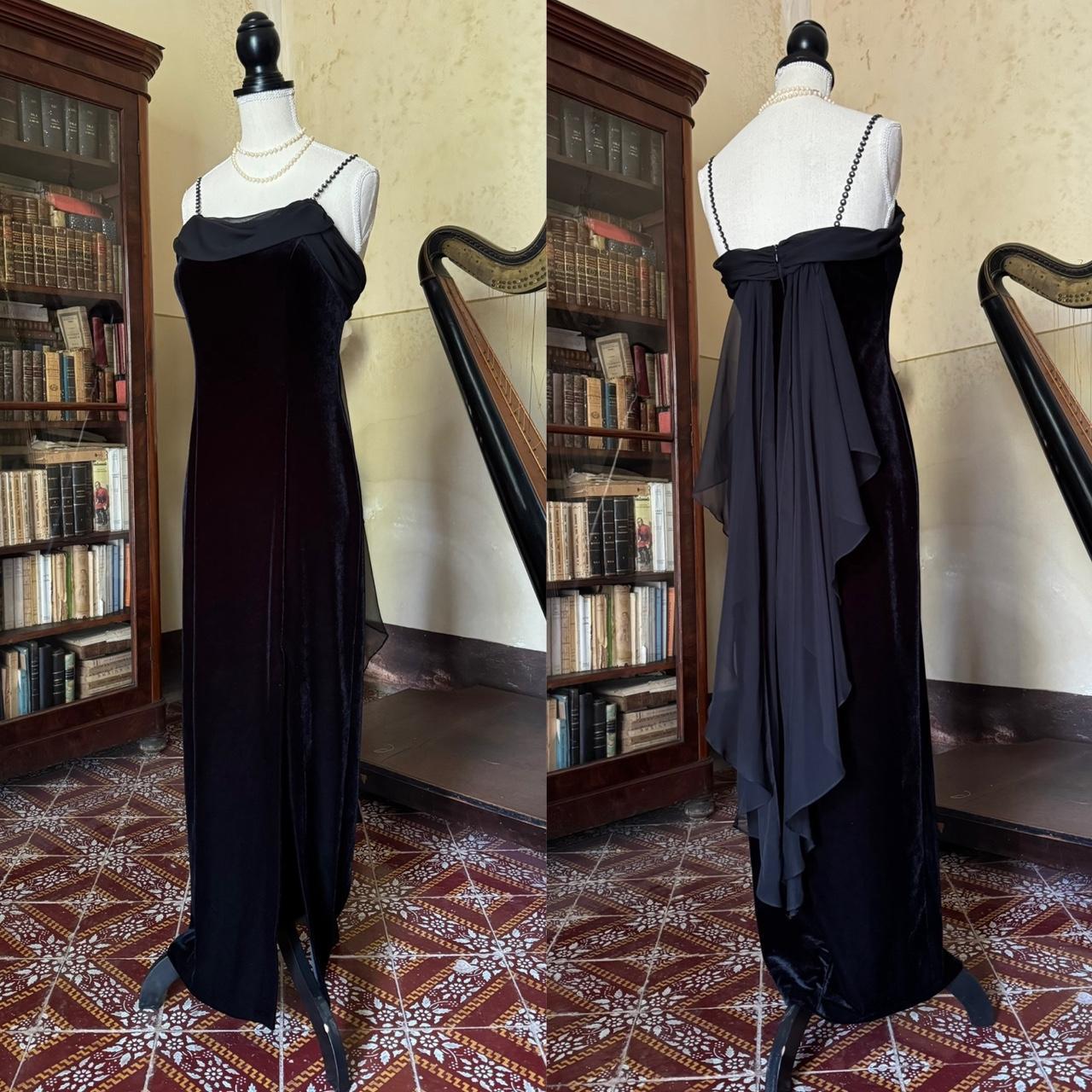 formaldressy--Vintage Retro black long snow velvet fairy dress prom dress gh5541