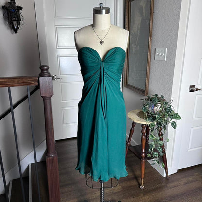 formaldressy--Strapless green simple fashionable short satin formal homecoming dress gh5502