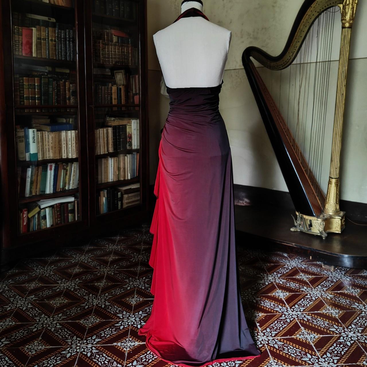 formaldressy--Burgundy black gradient retro fashion long chiffon fairy dress prom dress gh5545