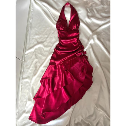 formaldressy--Red Retro Elegant Simple Mid-Length Homecoming Dress Date Dress Fashionable And Comfortable Popular Dress gh5674