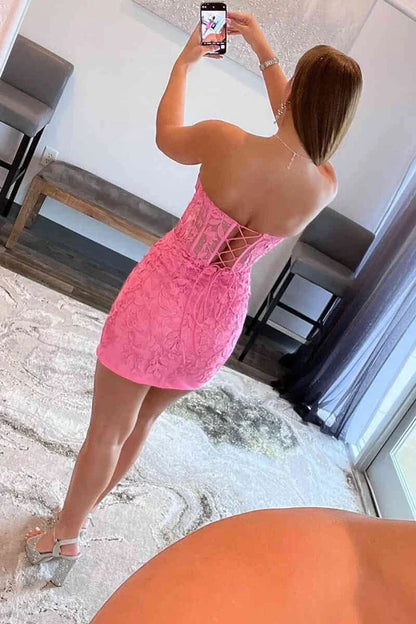 formaldressy--Mint Green/Pink Fashion Simple Short Lace Homecoming Dress gh5633