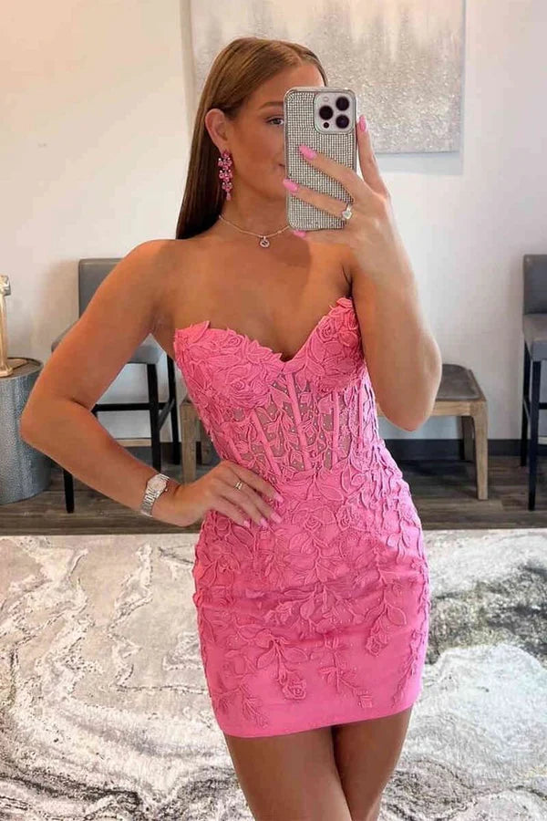 formaldressy--Mint Green/Pink Fashion Simple Short Lace Homecoming Dress gh5633
