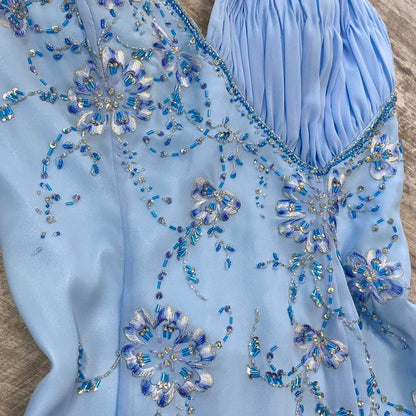 formaldressy--Blue Fashion Suspenders Exquisite Beading Beautiful Open Back Slit Chiffon Ball Gown Long Evening Dress gh5611