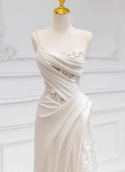 formaldressy-White satin floral lace off-the-shoulder long floor-length wedding dress prom dress gh5393