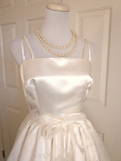 formaldressy--Ivory Cute Ribbon Lace A-Line Birthday Dress Homecoming Dress gh5572