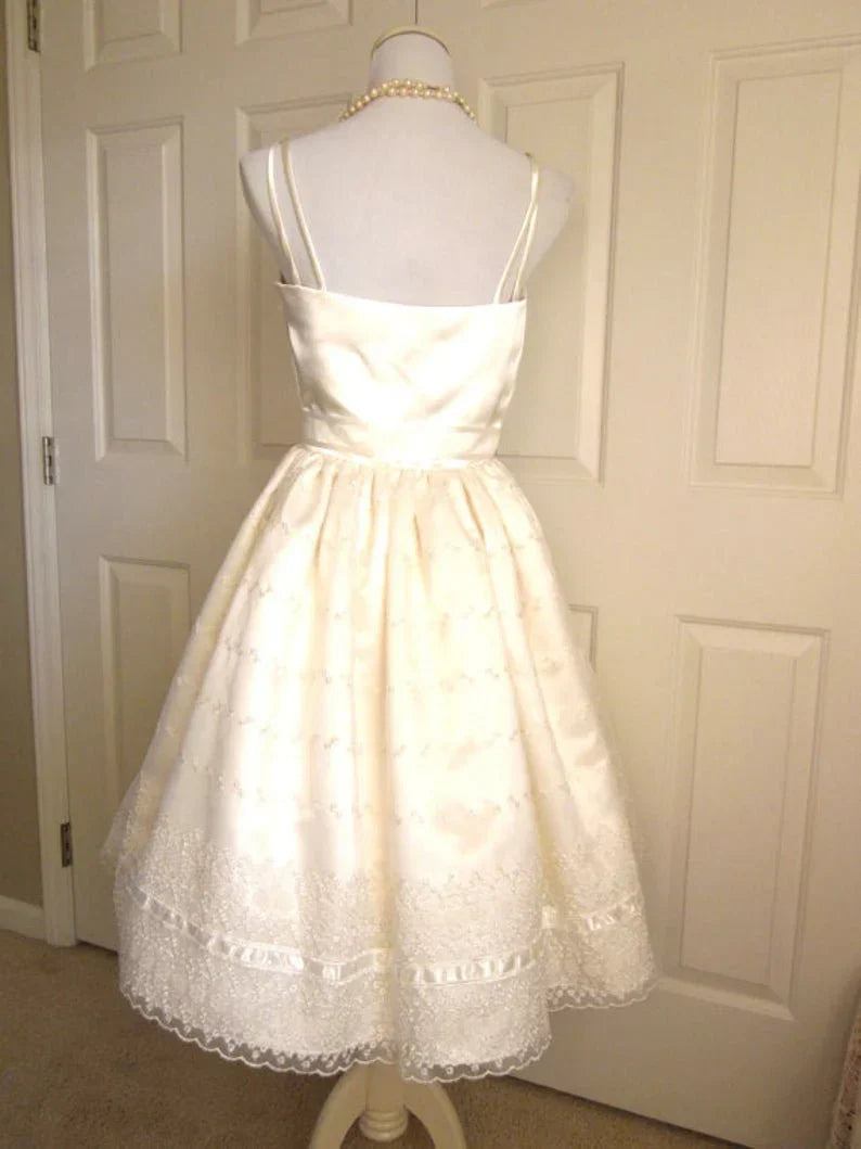 formaldressy--Ivory Cute Ribbon Lace A-Line Birthday Dress Homecoming Dress gh5572