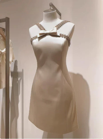 formaldressy--Ivory Cute Satin Short A-Line Birthday Dress Homecoming Dress gh5573