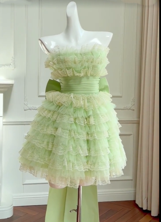 formaldressy -Green sweet cute short layered homecoming dress birthday party dress gh5097