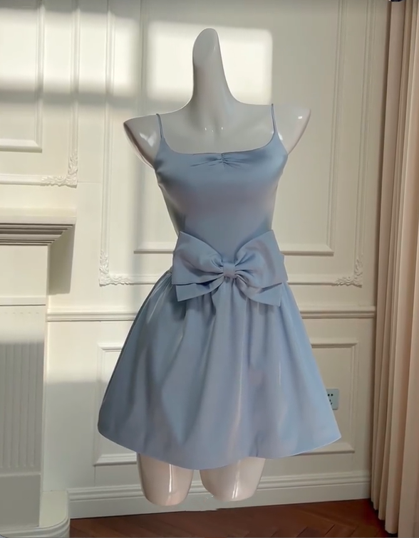 formaldressy -Light blue simple sweet short satin homecoming dress birthday party dress Prom dress gh5106