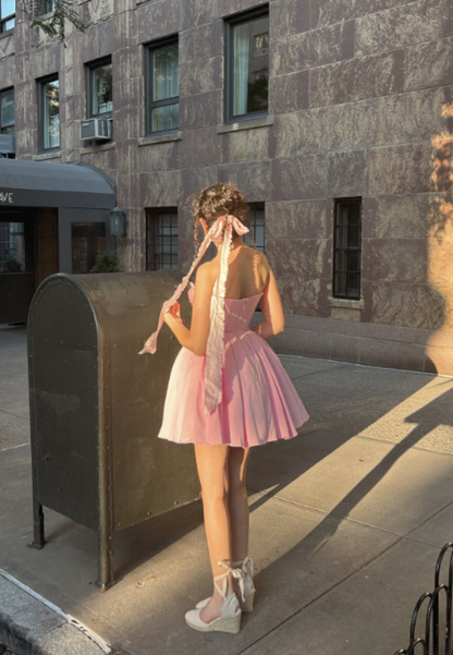 formaldressy-Pink Fashion Sweet Short Satin Homecoming Dress Birthday Dress gh5271