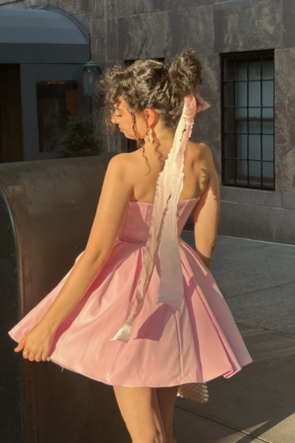 formaldressy-Pink Fashion Sweet Short Satin Homecoming Dress Birthday Dress gh5271