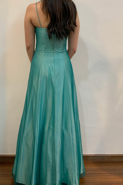 formaldressy--Green exquisite floral beaded fashion long satin prom dress graduation dress gh5524