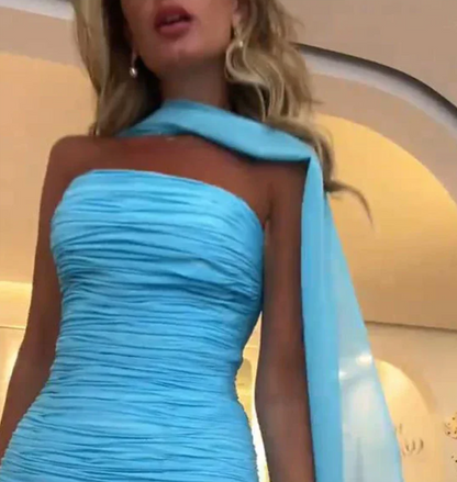 formaldressy--Blue Simple Vogue Long Chiffon Prom Dress Wedding Guest Party Dress gh5570