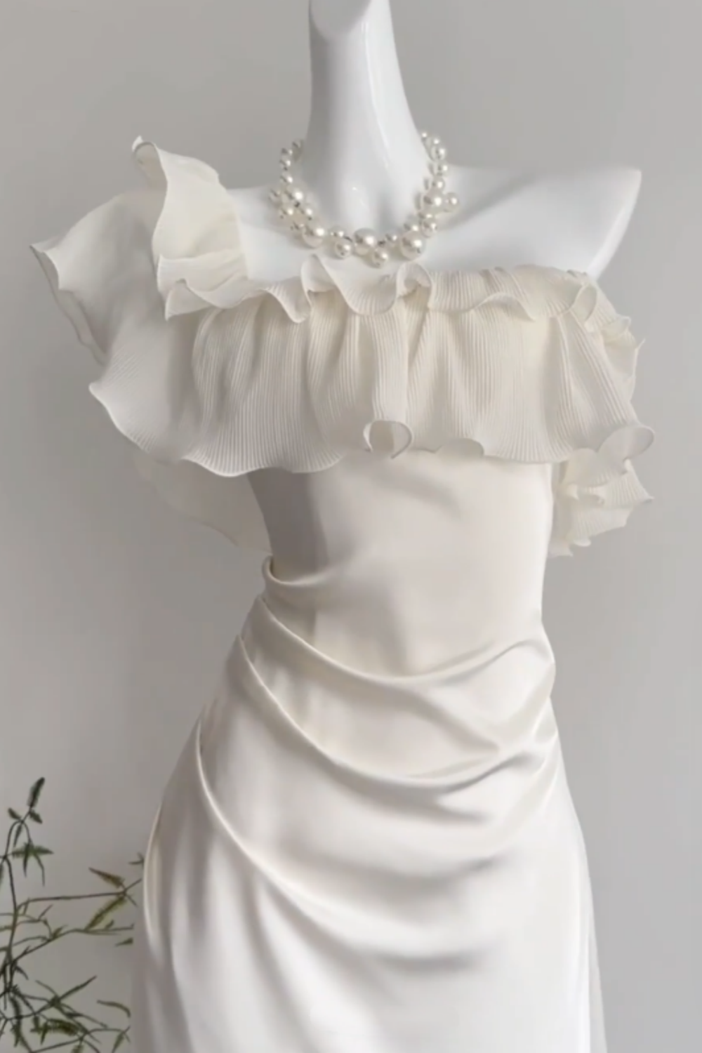 formaldressy--White Ruffled Long Chiffon Homecoming Dress gh5697