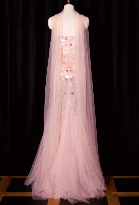 formaldressy--Pink Mermaid Sequined Long Tulle Prom Dress Evening Gown gh5701