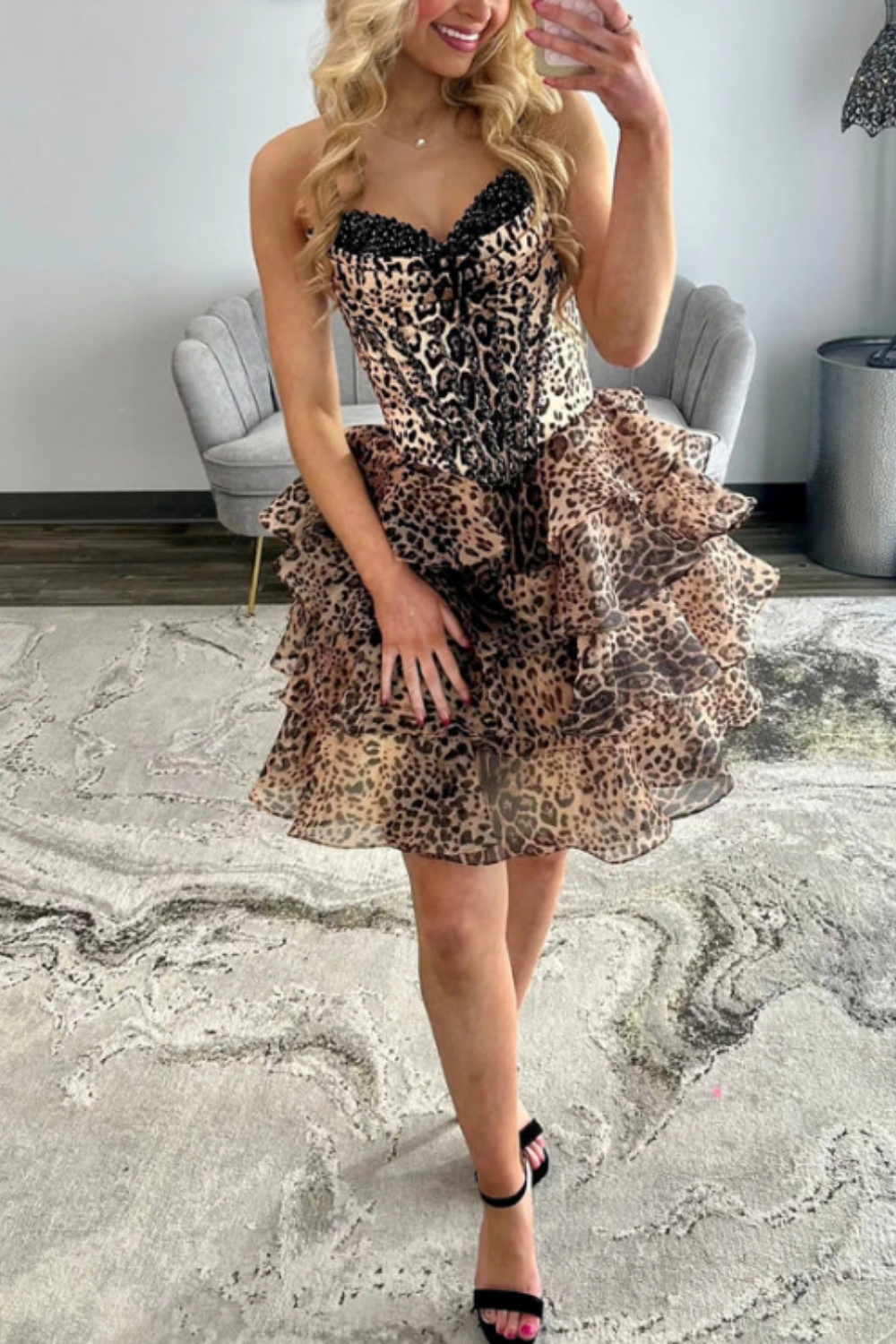 formaldressy-_____ Fashionable exquisite beaded leopard print A-line short homecoming dresses tight hoco dresses gh5811