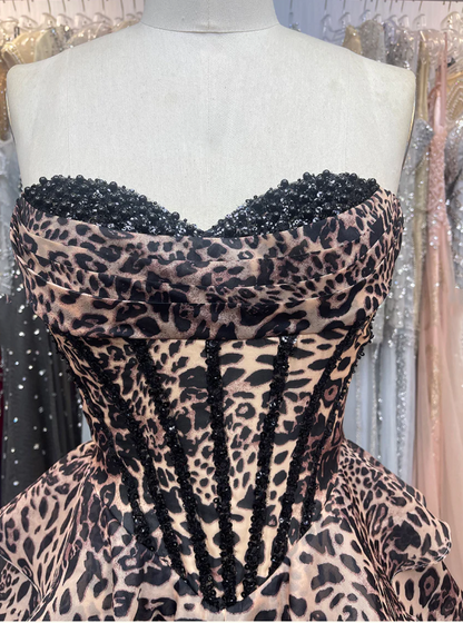 formaldressy-_____ Fashionable exquisite beaded leopard print A-line short homecoming dresses tight hoco dresses gh5811