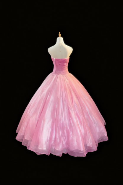 formaldressy-Pink Gradient Strapless Long Sleeve Less Organza Gown  gh5822