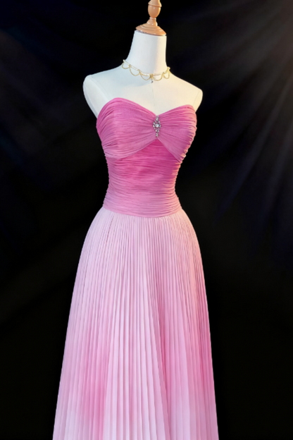 formaldressy-Pink Gradient Strapless Long Sleeve Less Organza Gown  gh5822