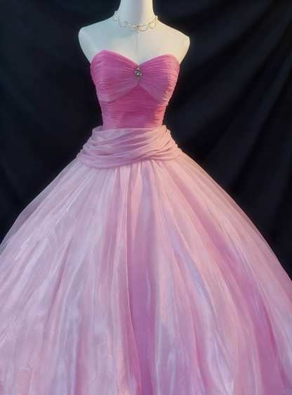 formaldressy-Pink Gradient Strapless Long Sleeve Less Organza Gown  gh5822