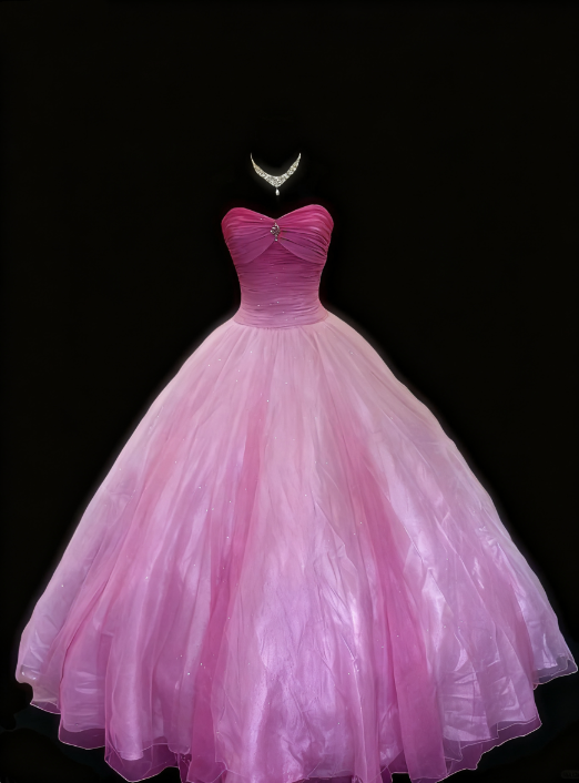 formaldressy-Pink Gradient Strapless Long Sleeve Less Organza Gown  gh5822