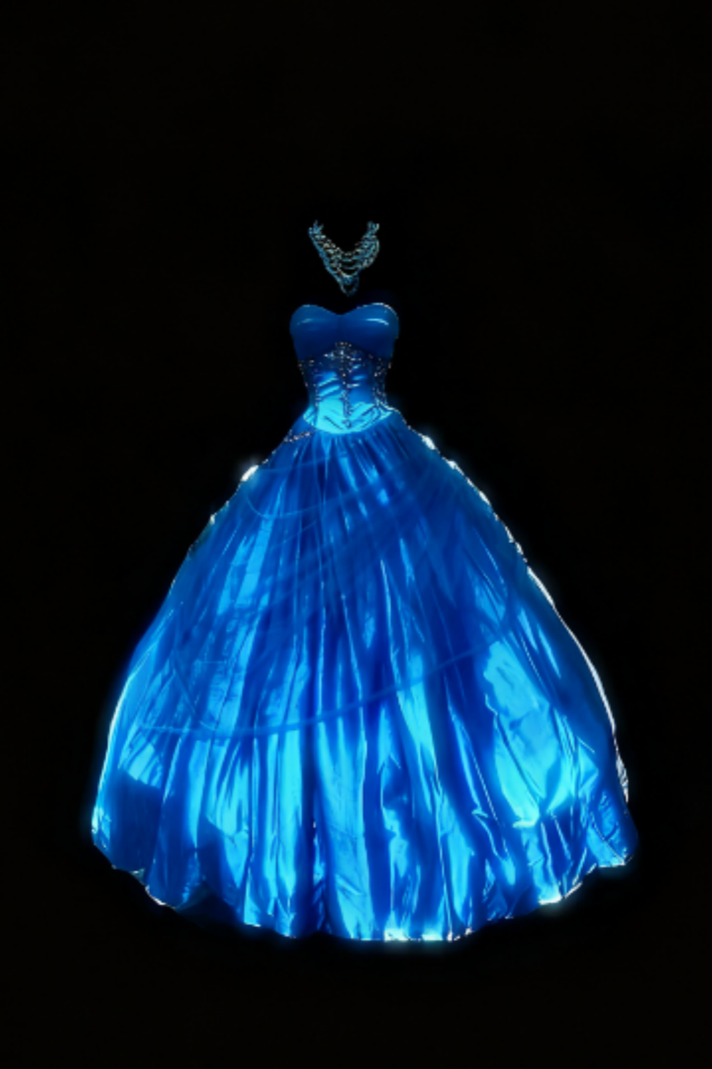 formaldressy-Blue Strapless Long Organza Gown  gh5823