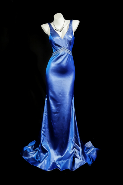 formaldressy-Exquisite Blue Cross - Back Rhinestone Evening Dress gh5847