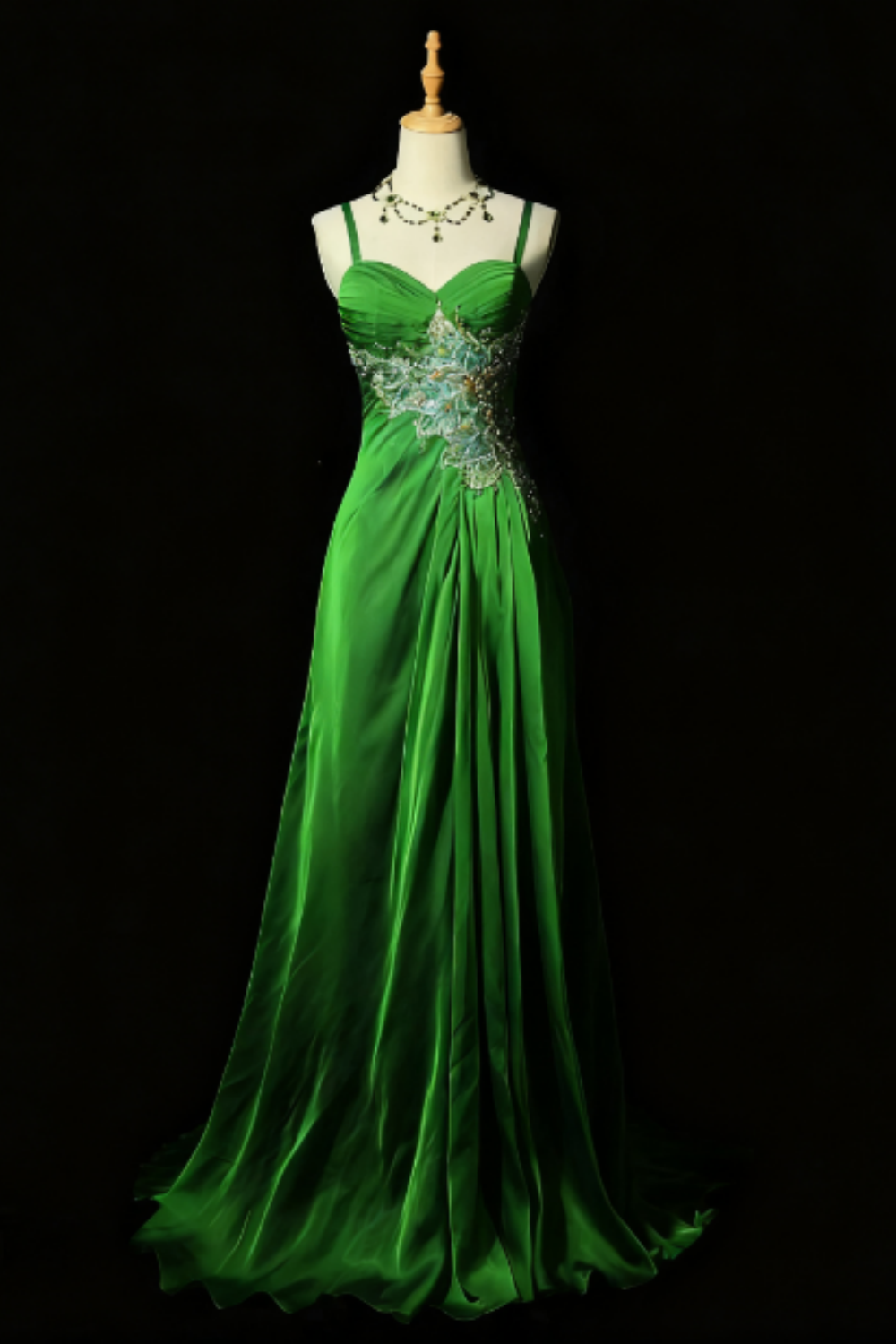 formaldressy-Fairy - Like Forest Green Crystal Floral Evening Dress gh5848