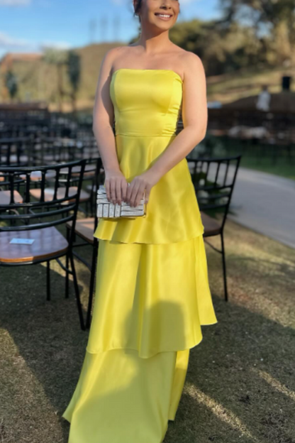 formaldressy-Yellow Fashion Long Satin Prom Dress Simple Graduation Dress Business Dress Formal Dress gh5863