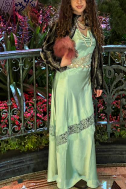 formaldressy-Wedding guest dress green exquisite lace long floor-length evening dress prom dress party dress gh5916