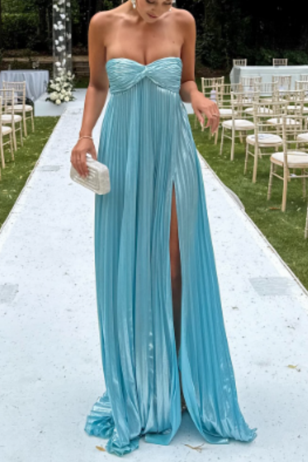 formaldressy-Blue Tube Top Fashion Elegant Long Wedding Guest Dress Party Dress gh5924