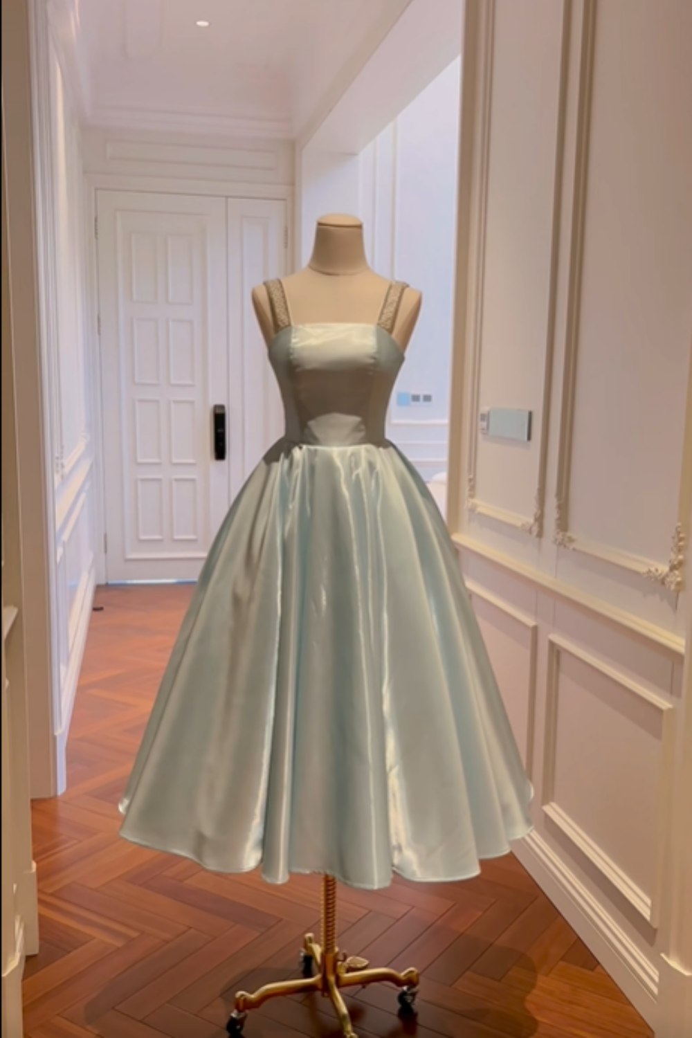 formaldressy-Green Ice Blue Satin Long Formal Dress gh6303