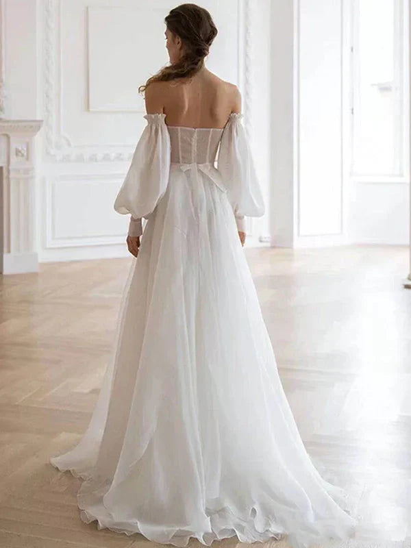 formaldressy-White tulle fairy long floor-length wedding dress prom dress gh5391