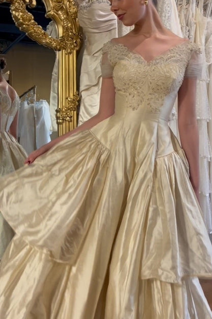 formaldressy- Vintage Ball Gown With Delicate Gold Beading gh6217