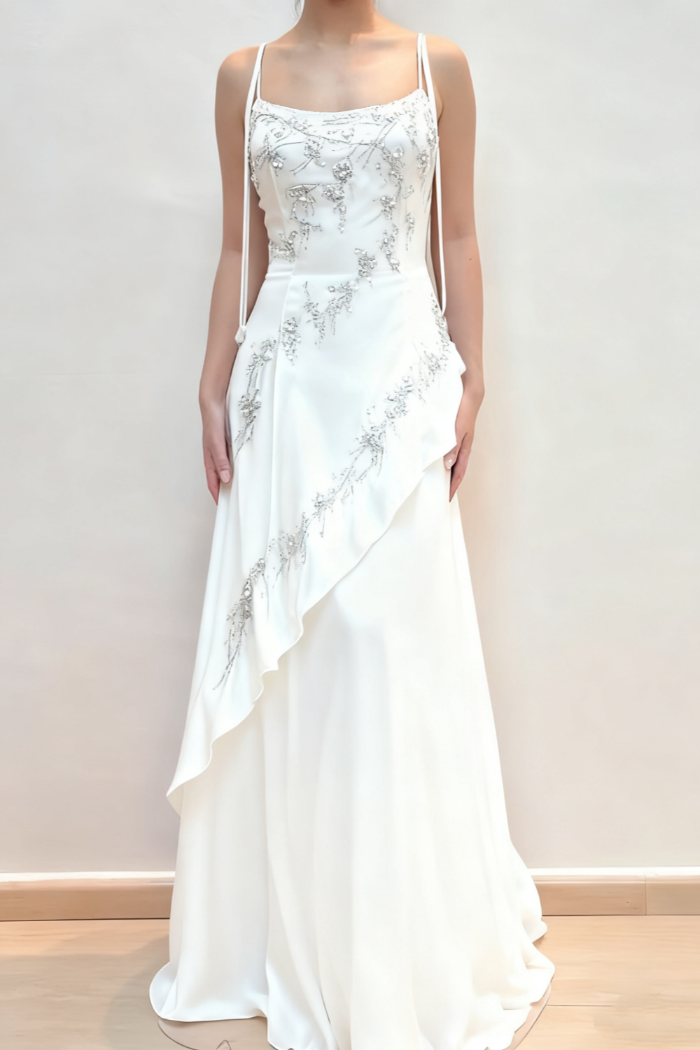 formaldressy- Vintage Beaded Long Evening Dress Floor Length Party Dress with Scarf gh6209