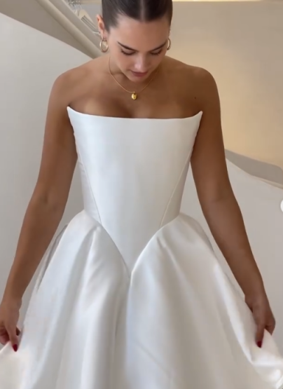 formaldressy-White satin off-the-shoulder long floor-length wedding dress prom dress gh5394