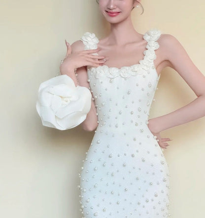 formaldressy-White Elegant And Delicate Beaded Satin Prom Dress gh6233