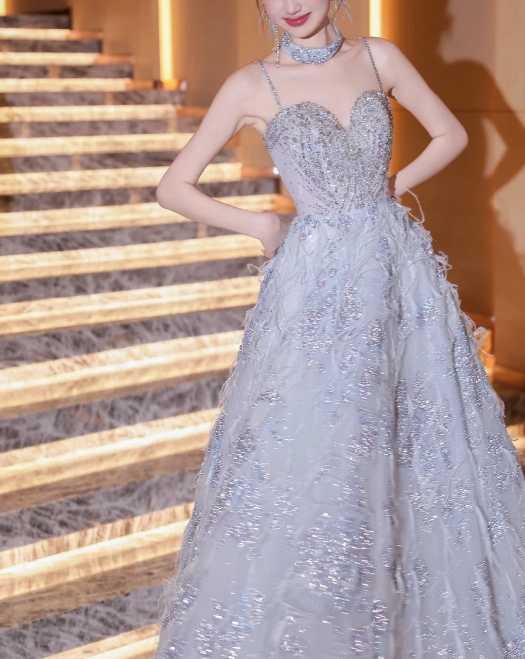 formaldressy-Blue fashion beaded elegant long tulle ball gown evening dress gh5075