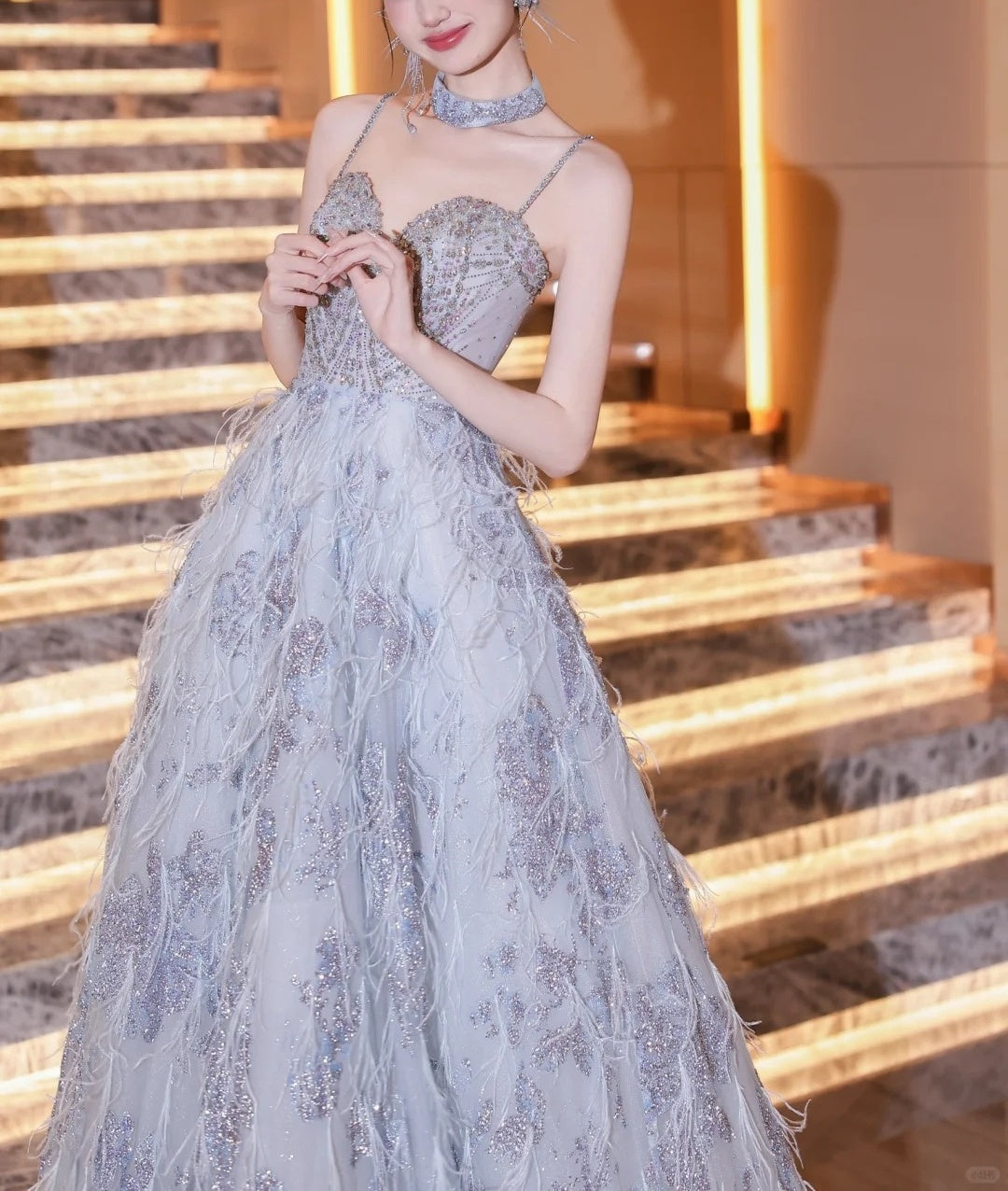formaldressy-Blue fashion beaded elegant long tulle ball gown evening dress gh5075