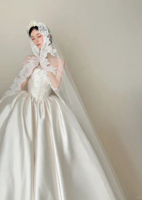 formaldressy-White satin long elegant tulle wedding prom dress gh5435